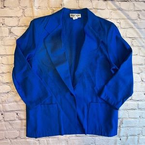 Vtg Y2K Blazer Blue One Button Petite 14P Jacket
